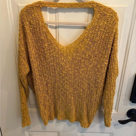 Dreamers Mustard V-Neck Knit Sweater - Picture 4 of 4